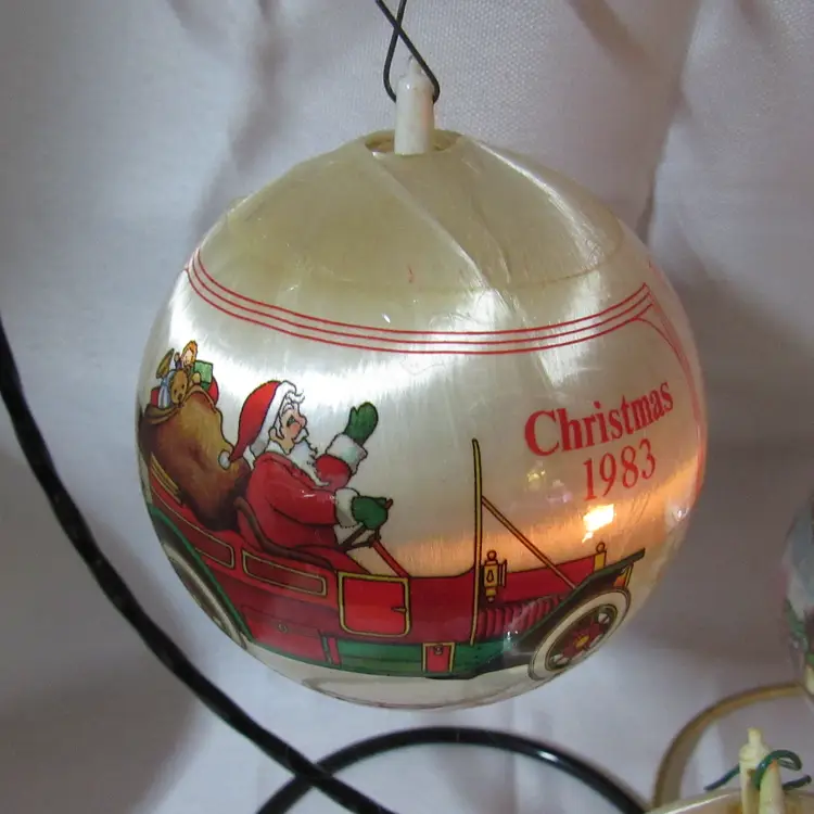 3 Vtg Silk Thread and Styrofoam Christmas Ornaments - 1980's