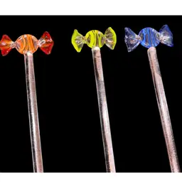 #08-Just In 1980/90s Three Glass Candy Drink Stirrers 9" Long