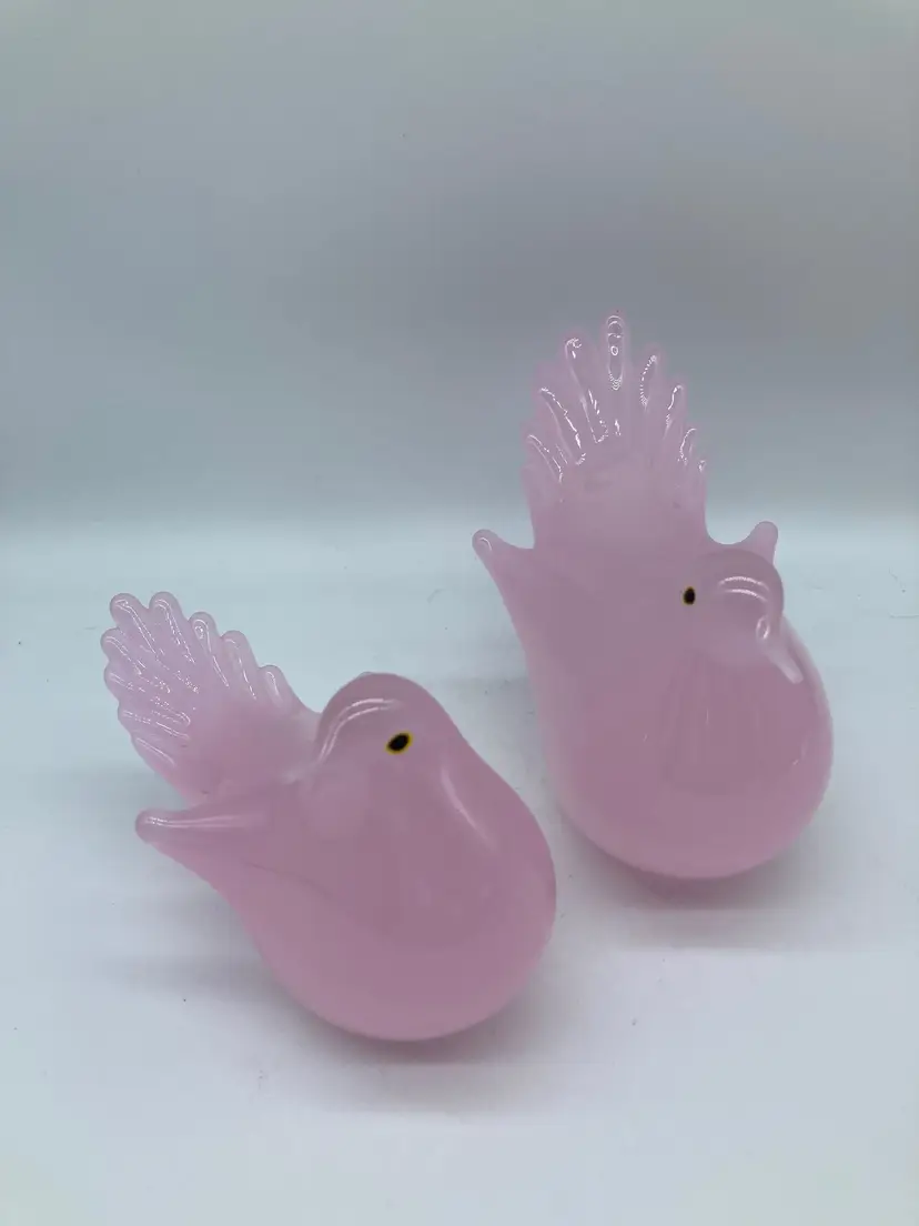 Crystal Art Pink Dove Pair Figurine by Multiglass Japan