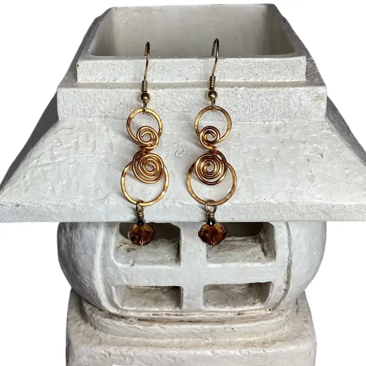 Gold tone Spiral Wire Earrings