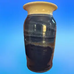 Vintage Studio Pottery Ceramic Vase Signed Mark Hebing 7” X 4” Blue Drip