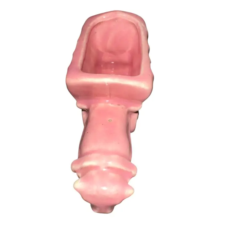 Vintage Pink Ceramic Donkey And Cart Small Planter