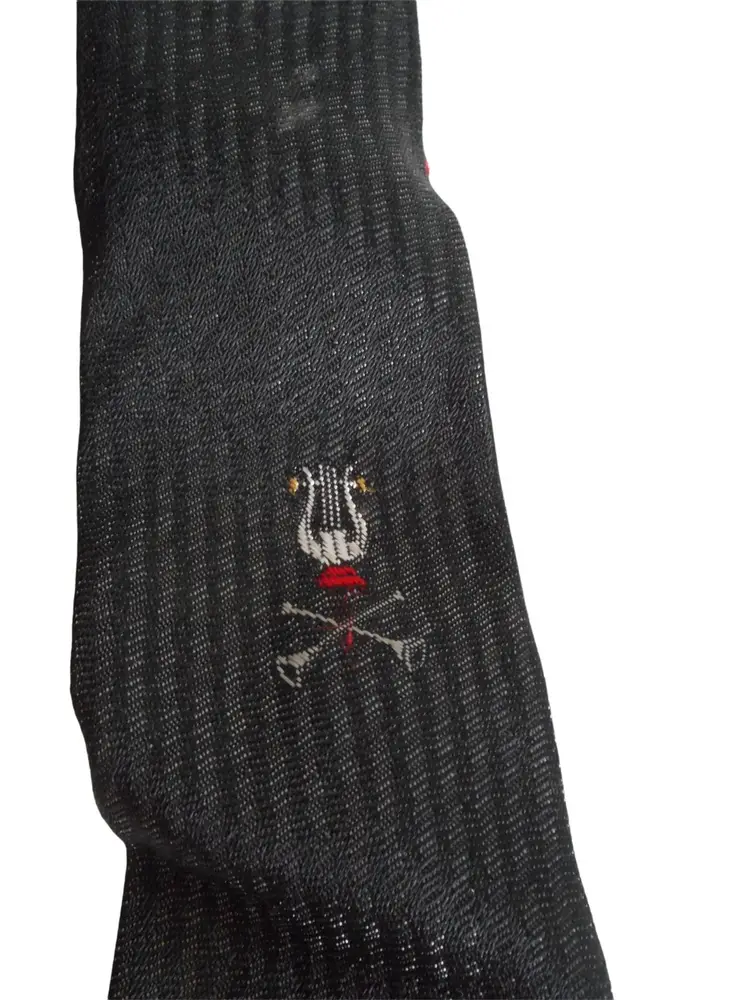Vintage 1970s Striped Harp Trumpets Black grey clip on Tie necktie