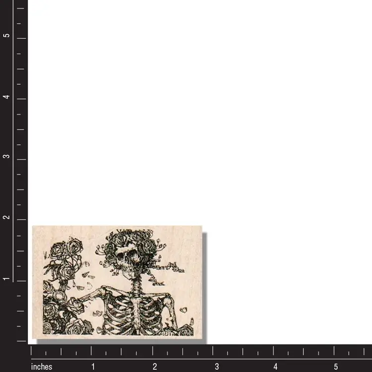 Skeleton And Roses Bertha Grateful Dead Rubber Stamp