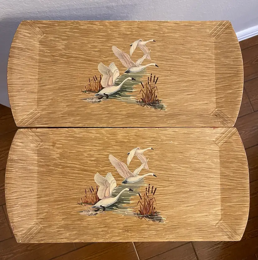 Two Vintage Coronet Geese Lap Trays