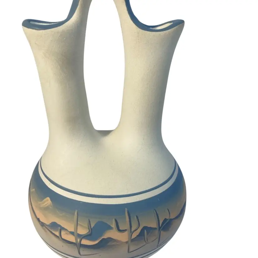 Southwest Sunset Mountains 7.5” Wedding Vase By New West Pottery- Signed