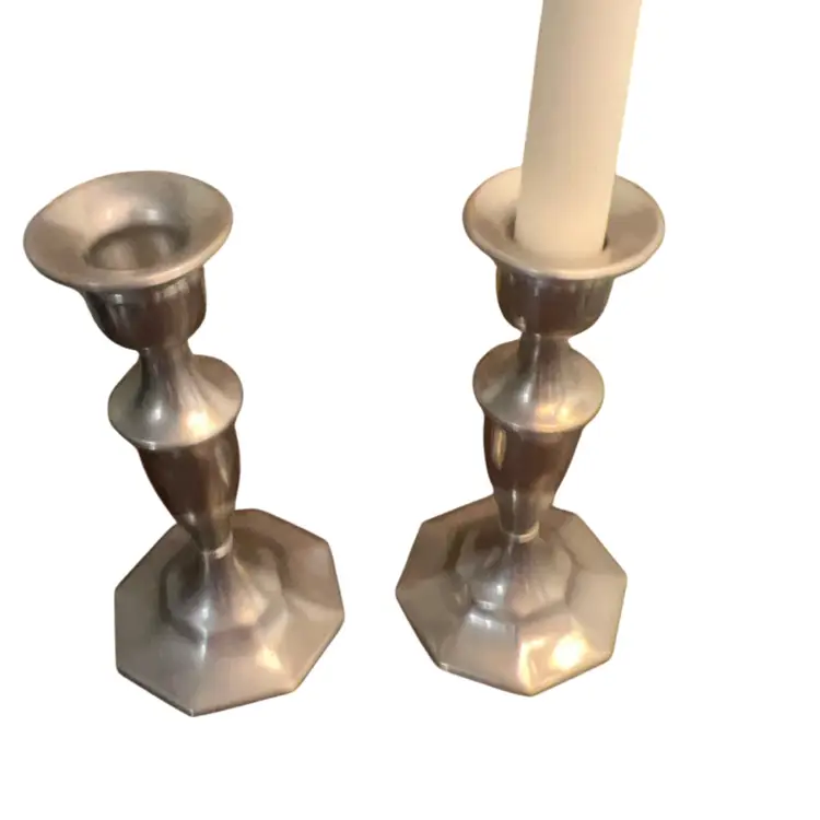 Octagonal Pewter Candlesticks