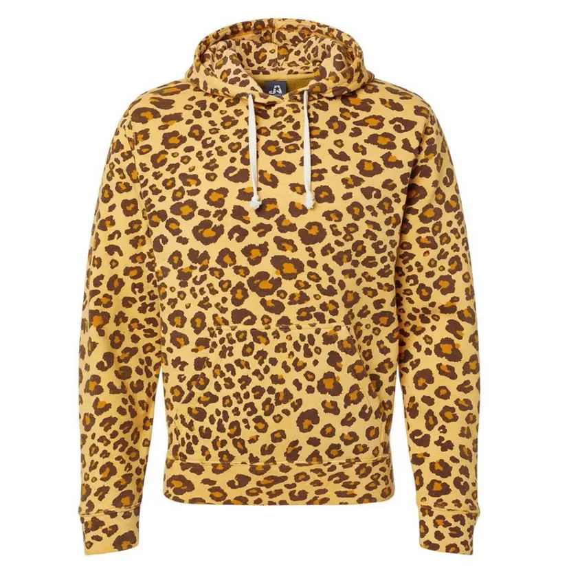 J-America Adult Tri-Blend Hooded Fleece Leopard Hoodie Pouch Pocket XL