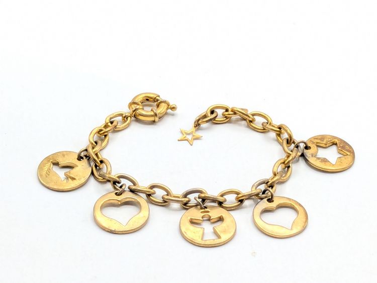 Vintage Avon Gold Tone Charm Bracelet Heart Angel Star