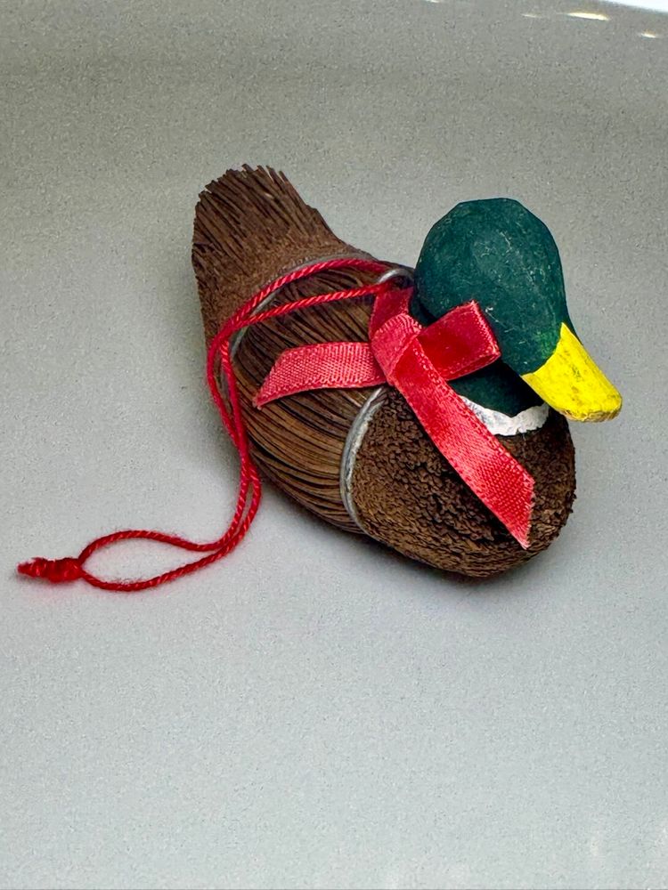 Vintage Whisk Brush Mallard Duck Ornament