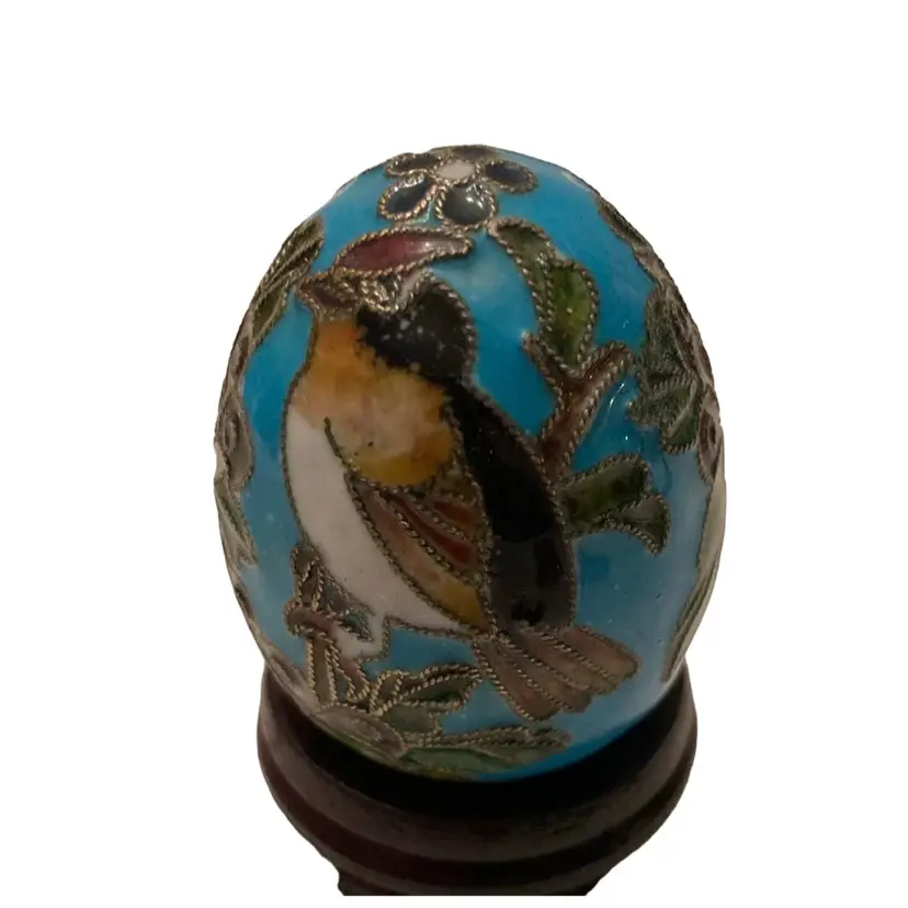 Small Cloisonné Egg On Wooden Stand