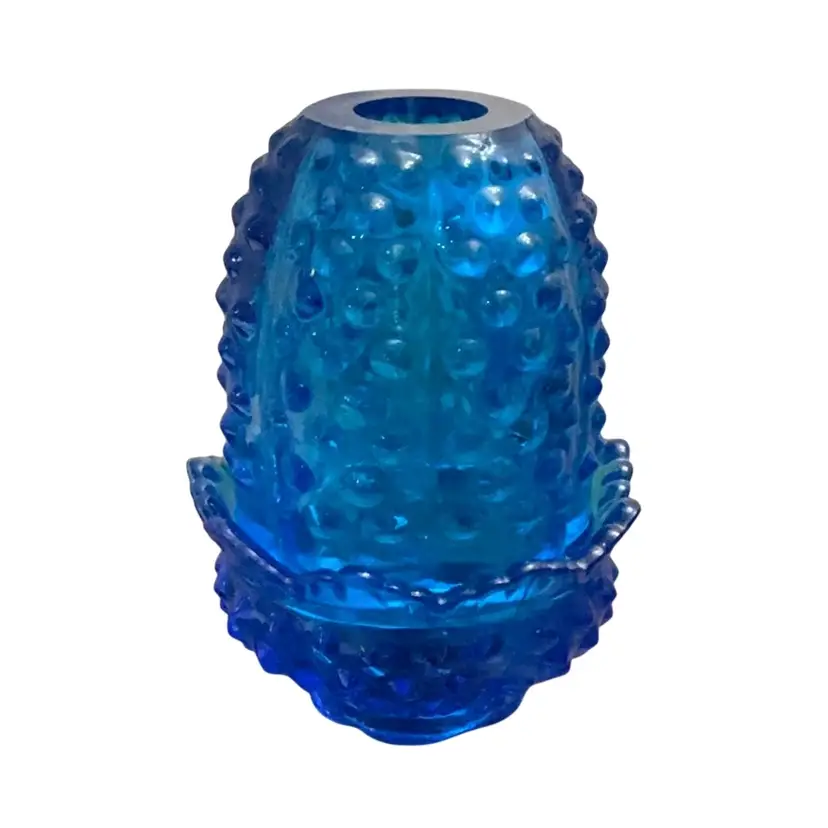 Fenton 2-piece Colonial Blue Hobnail Fairy Light  4 1/2” X 3 1/4”