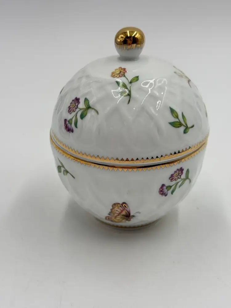 I. Godinger Primavera Vintage Trinket Box Porcelain Insects Dragonfly Butterfly