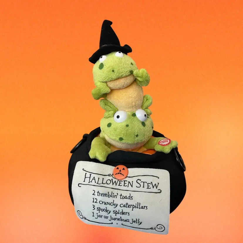 Hallmark Trembling Toads Halloween Stew Singing  Toads In Cauldron Works Great !
