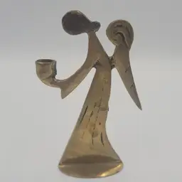 Vintage Small Brass Angel Figurine Candle Holder
