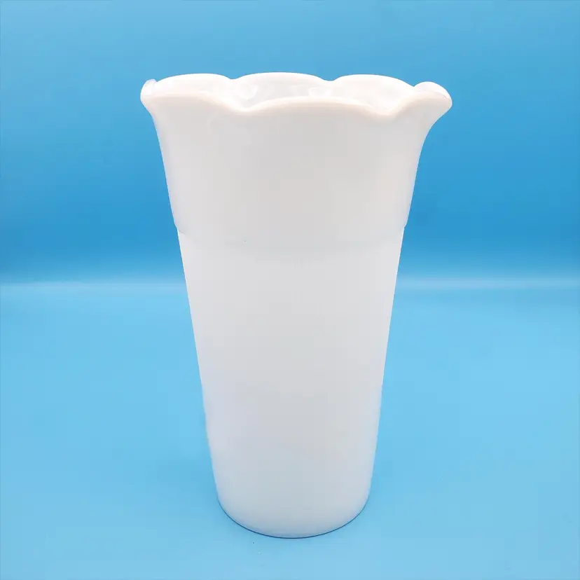 Vintage Ribbed Milk Glass Vase
