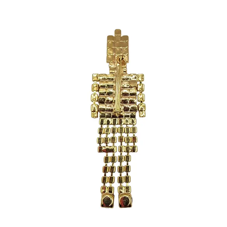 Rhinestone Toy Soldier Nutcracker Christmas Articulated Brooch Pin Multicolor