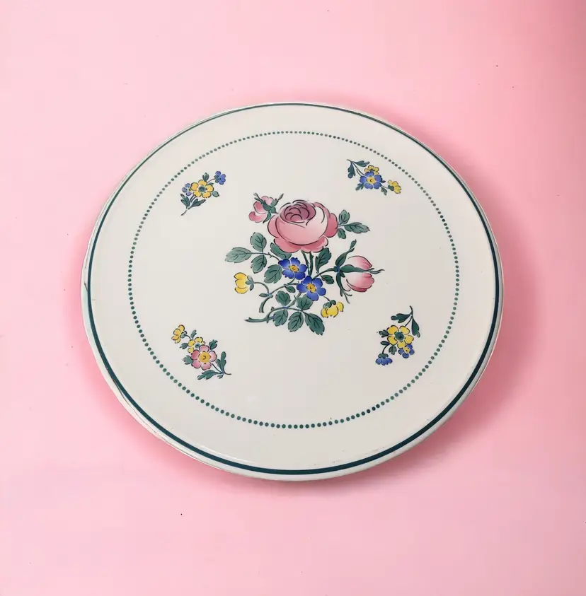 Waechtersbach Floral Ceramic Cake Plate 13 in Germany Vintage Wall Decor READ