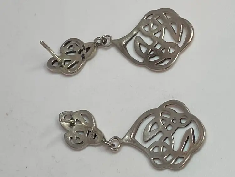 Sterling Silver Celtic Knot Dangle Earrings, 1.5"