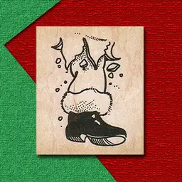 Santa Foot Thru Ceiling Christmas Rubber Stamp