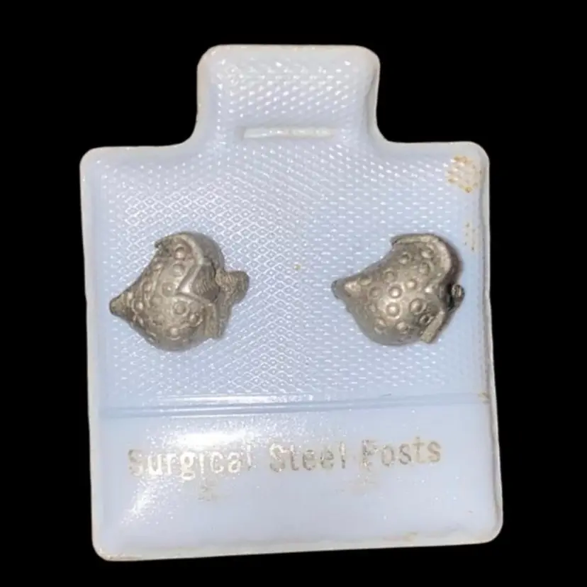 #09- New Old Stock Vintage 1980S Pewter Post Earrings As Pictured