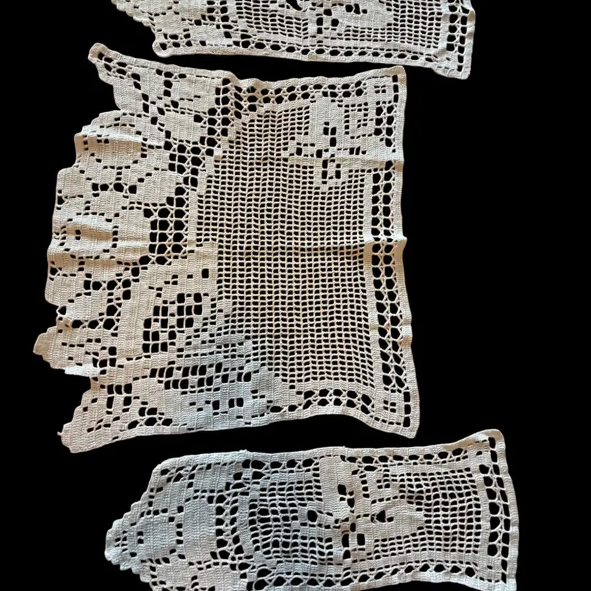 Vintage Hand Crocheted Antimacassar Set