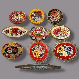 Vintage Micro Mosaic Brooches Choice Out Of (10) From 1.25” To 2.75”