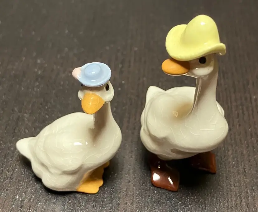 VTG Hagen Renaker Porcelain Mother and Father Goose Miniature Figurines