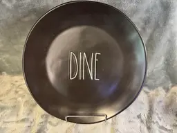 Rae Dunn Artisan Collection By Magenta “Dine” Black Dinner Plate 11” White Text