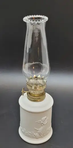Vintage White Matte Porcelain Holly Hobbie Oil Lamp