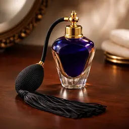 Vintage Cobalt Blue Irridescent Art Glass Perfume Atomizer in Art Deco Style