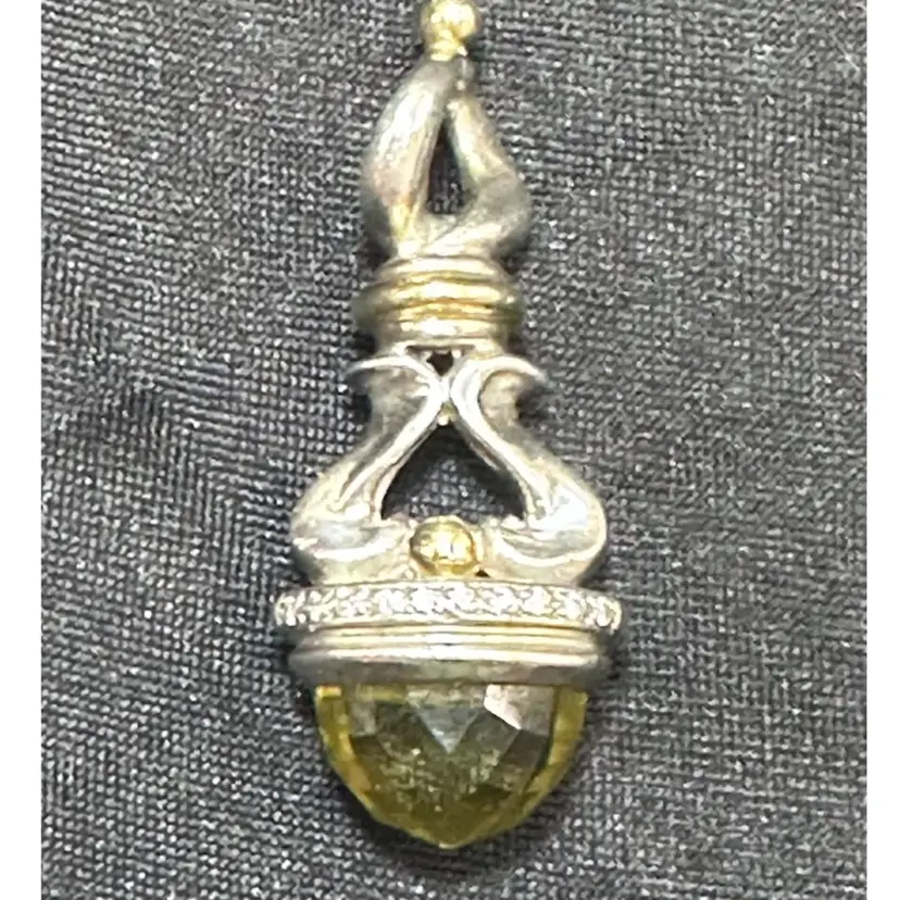 Judith Ripka 18K Gold & Sterling Silver Citrine & Diamond Accent Pendant