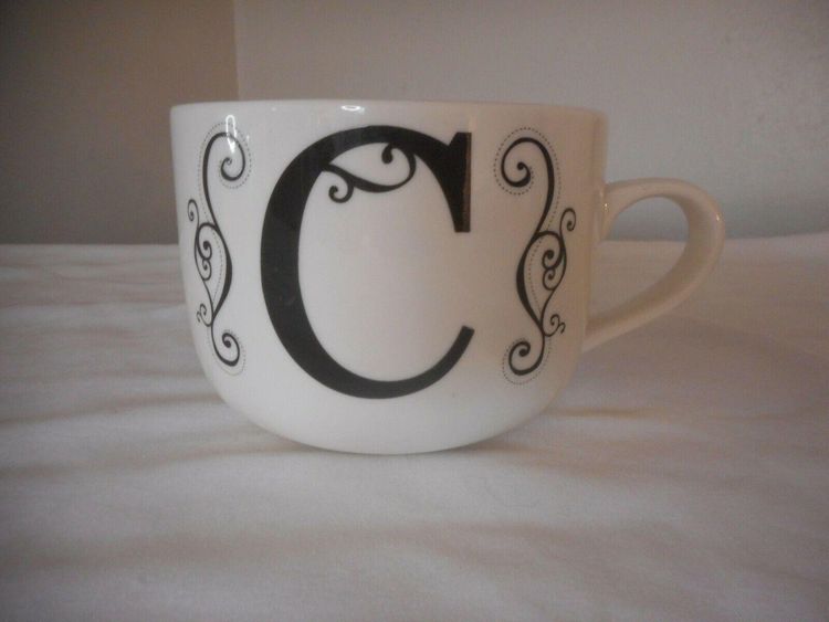 Letter C Mug Coffee Tea Drinkware Black / White