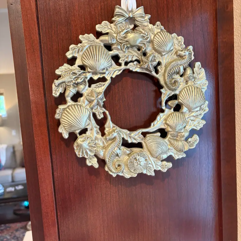 Godinger Sea Treasure Silver Plated Wreath Coastal Shells Ocean Wall Plaque 9"