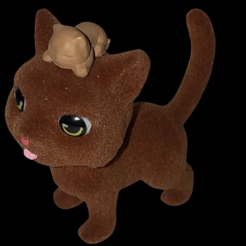 #12- Vintage Flocked Miniature Cat Figurine- Kitty In My Pocket As Pictured