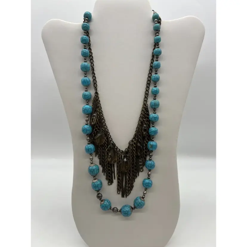 Boho Layered Necklace Set Bone Bead Bib Statement Festival