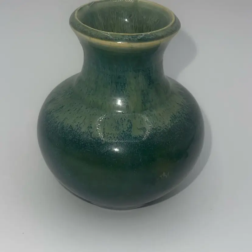 DK Clay Pottery Green Two Tone Vase 3.5”