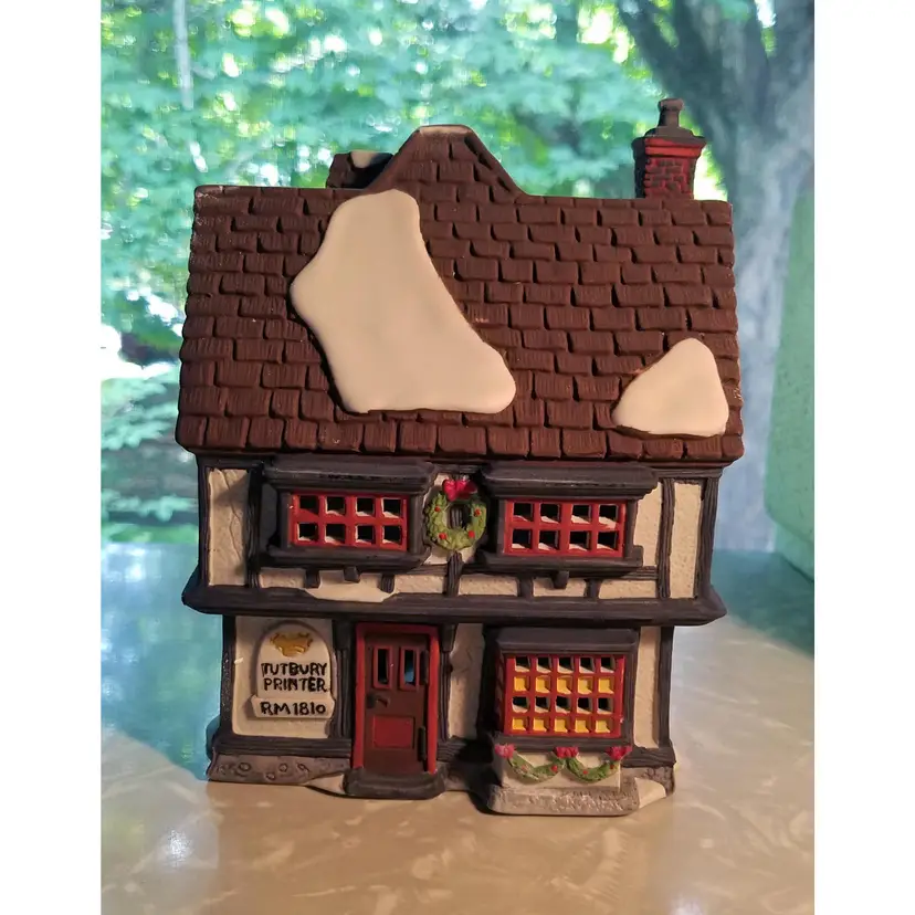 Retired Dept 56 Porcelain Dickens Village Tudor, Tutbury Printer, IOB With Light Cord,  #55689