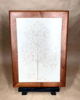 Villeroy & Boch Large Framed Embossed Tree with Heart Leaves Tile  - West Germany - Wall Art Decor