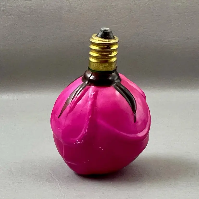 Vintage Milk Glass Christmas Holiday Pink Rose Light Bulb Japan UNTESTED Figural Flower