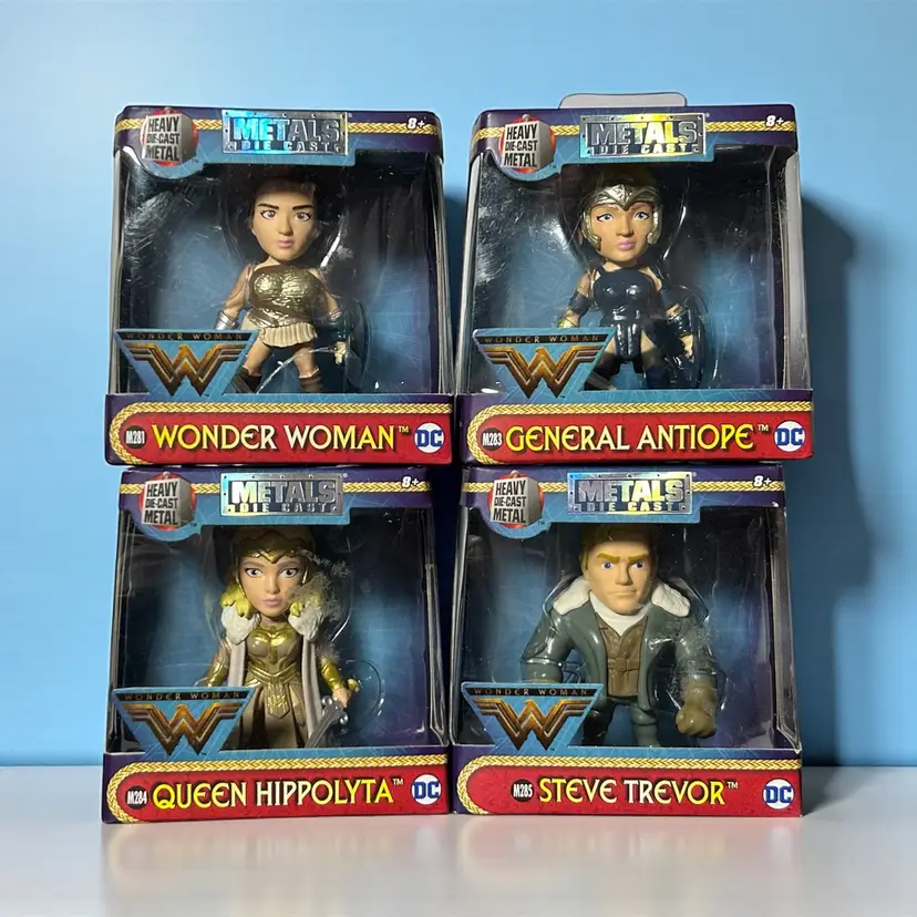 4 Metals Die Cast DC Figures Wonder Women  Hippolyta Trevor Antiope 2.5" NEW