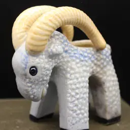 Miniature Ram Planter 4" Bluish Gray Color Marked Made in Japan Perfect Condition Adorable!