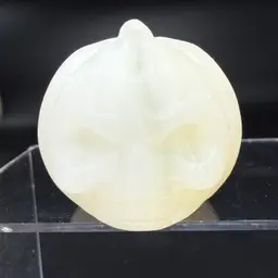 Natural White Agate Skull Pumpkin Hand Carved Crystal Stone 46.5mm 176g