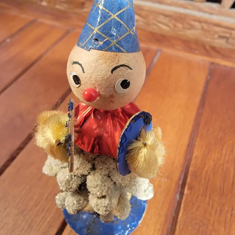 Vintage Spun Cotton Pinecone Clown Made in West Germany