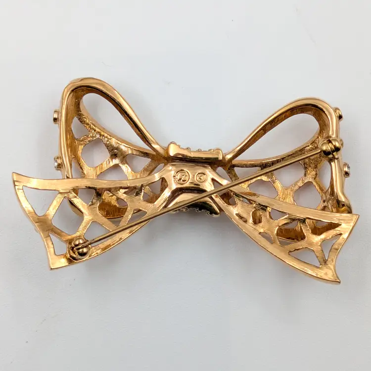 Swarovski Crystal Bow Brooch Pin Signed