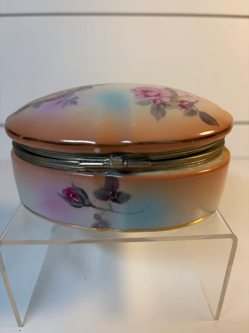 Vintage Floral Porcelain Trinket Box