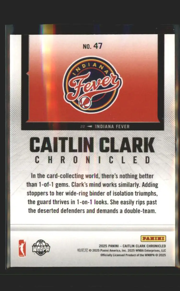 2025 Panini Caitlin Clark Chronicled #47 Caitlin Clark Holo - (137) - Indiana Fever