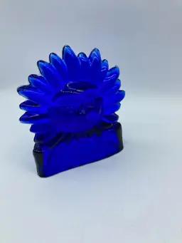 Vintage Cobalt Sun Candle Holder, Cobalt Glass Tealight Candle Holder