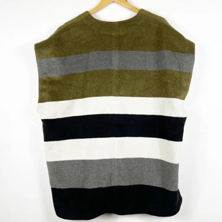 Lucky Brand Poncho Blanket Sweater Womens OS Striped Wool Blend Western Vest