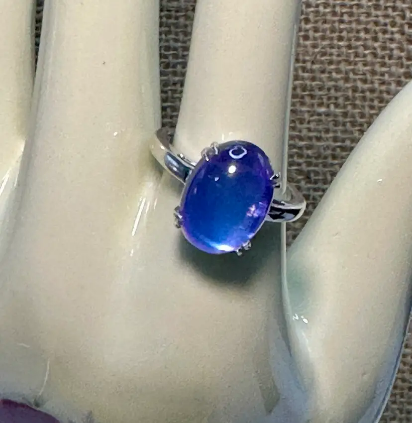 Sterling 925 Blue/Color Changing Moonstone Ring Sz 7